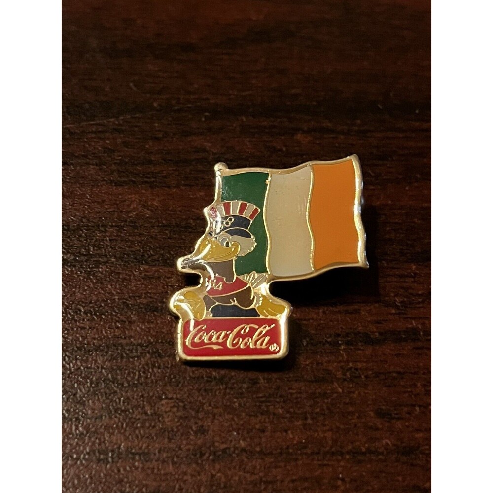 Vintage 1984 Los Angeles Olympics Coca Cola Sam Eagle Ireland Flag Lapel Pin